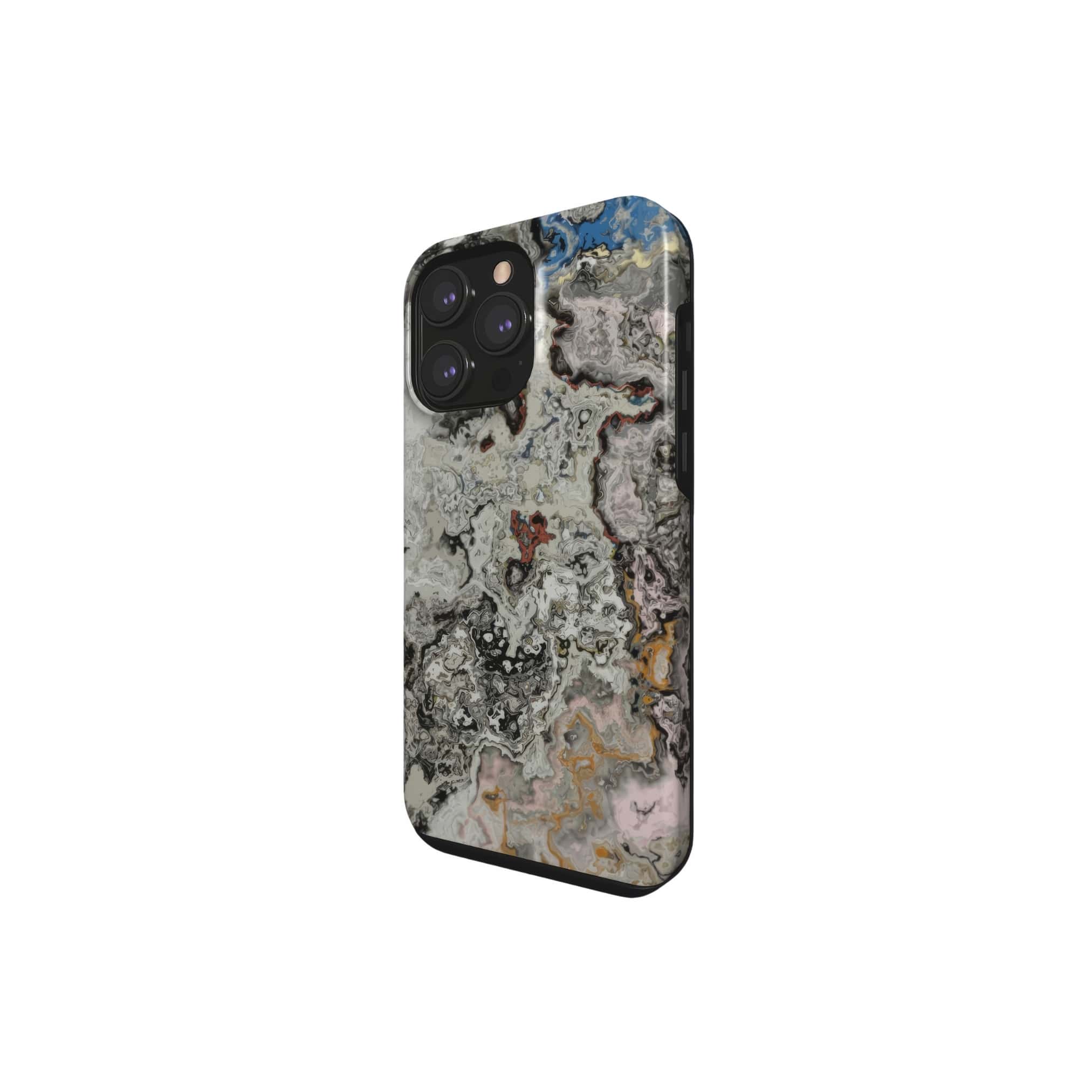 Tough phone case side view; full moon 1 pattern, marble pattern; moon surface imagination.