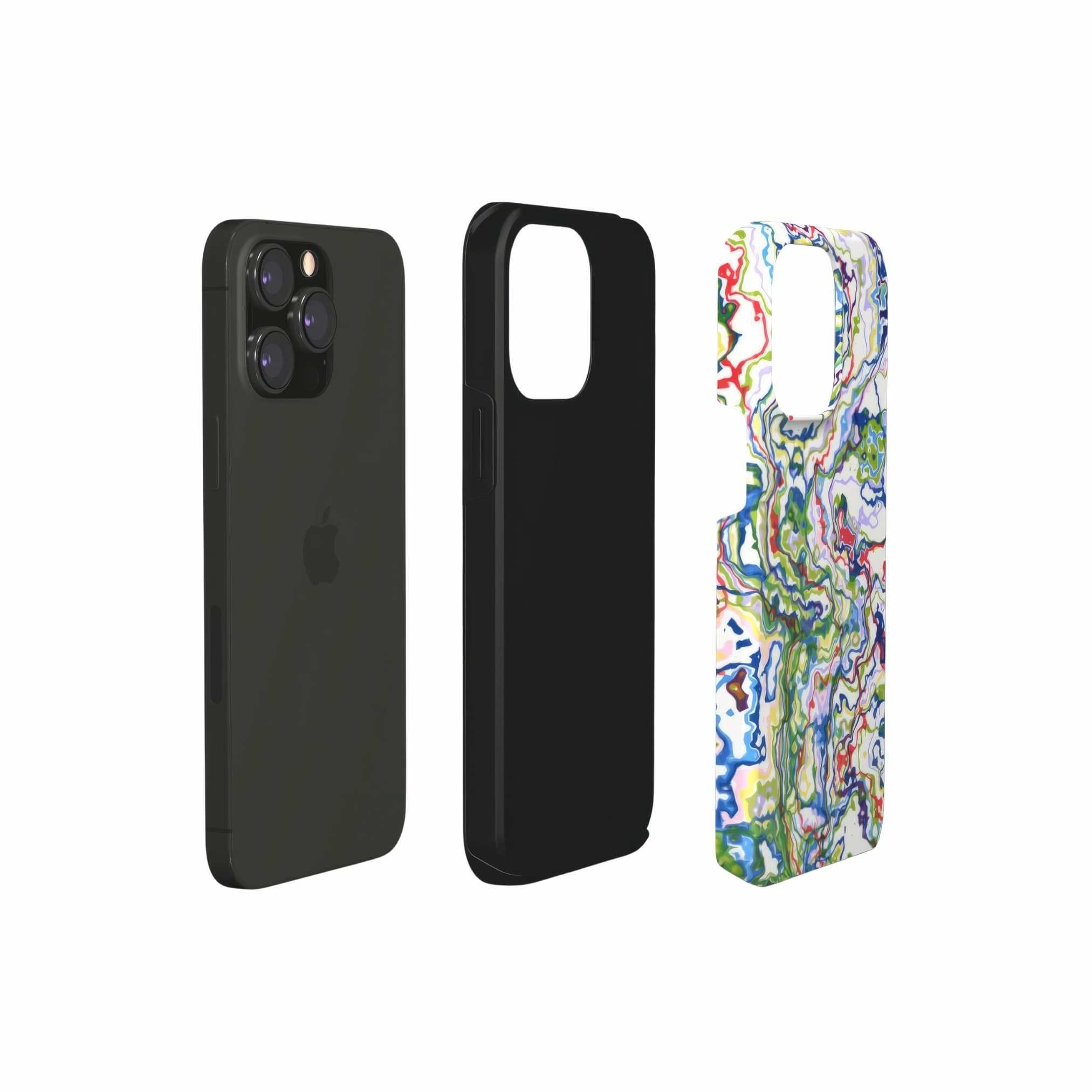Tough phone case extend view; Inside My Brain pattern, artistic, abstract marble pattern. Mix color combination. 