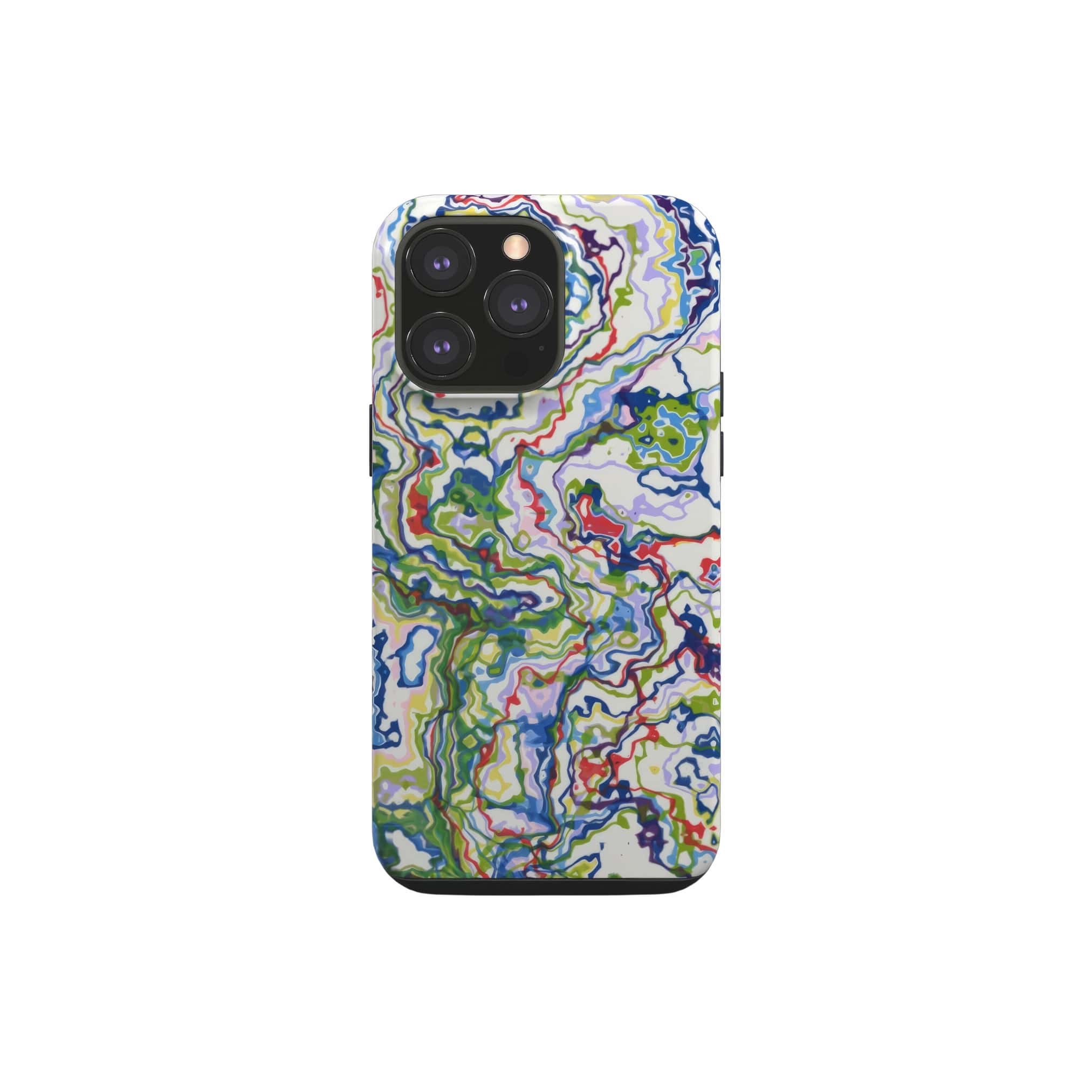 Tough phone case front view; Inside My Brain pattern, artistic, abstract marble pattern. Mix color combination. Bold expressive aesthetic design. Colorful and interior fit. Elegant.