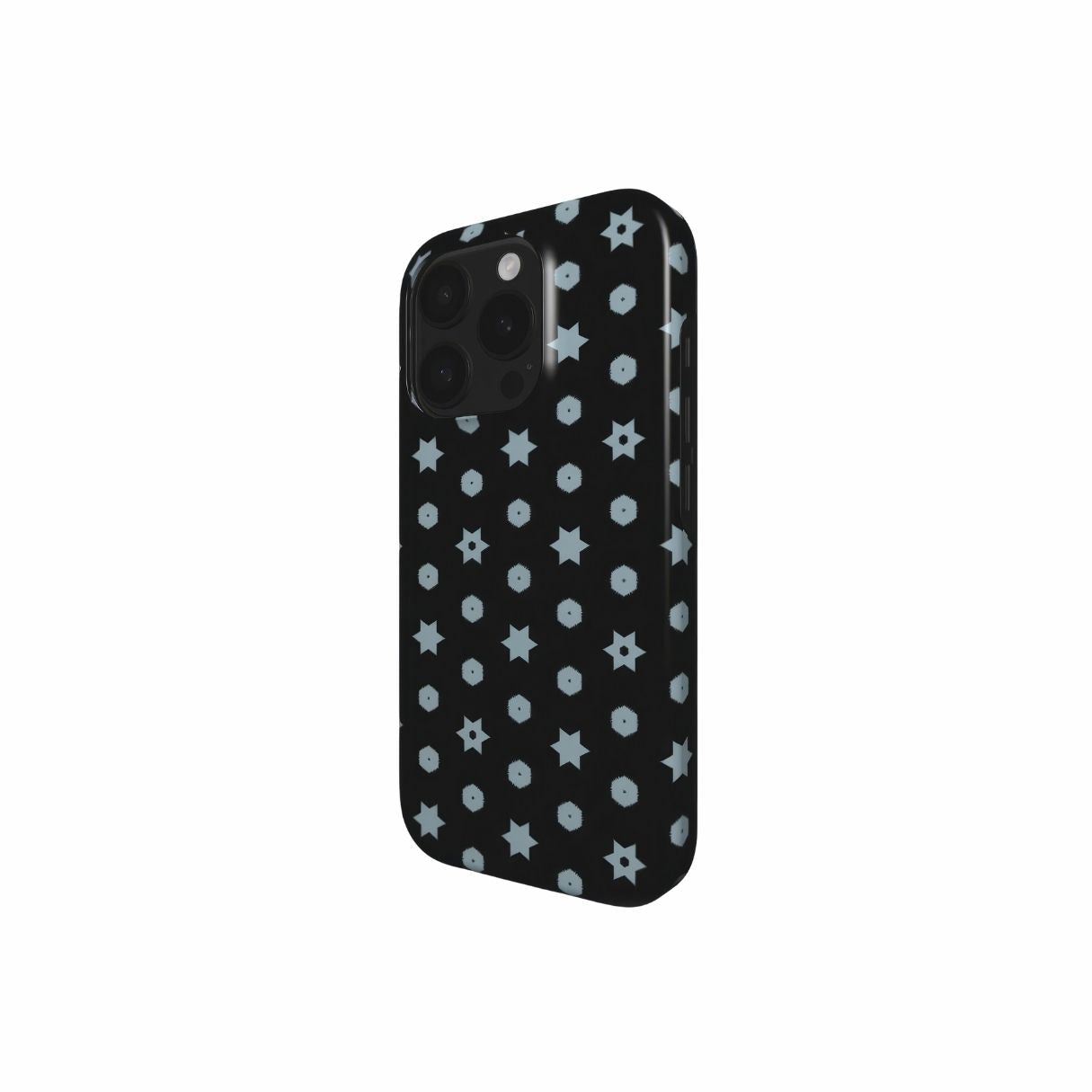 Tough phone case side view; Midnight Stars pattern, ornamental pattern; kaleidoscope pattern imagination.