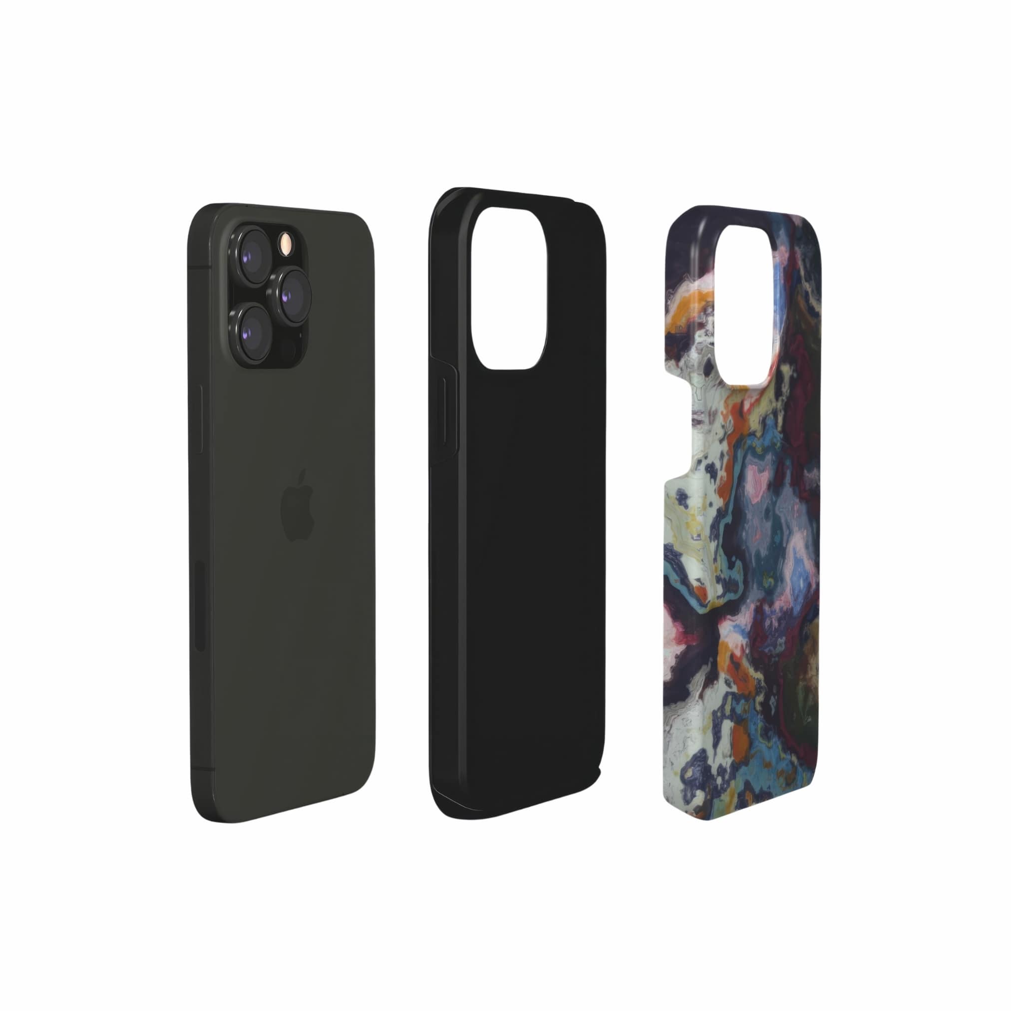 Tough phone case extend view; Molten Berries pattern, artistic, abstract marble pattern. Deep. purple color.