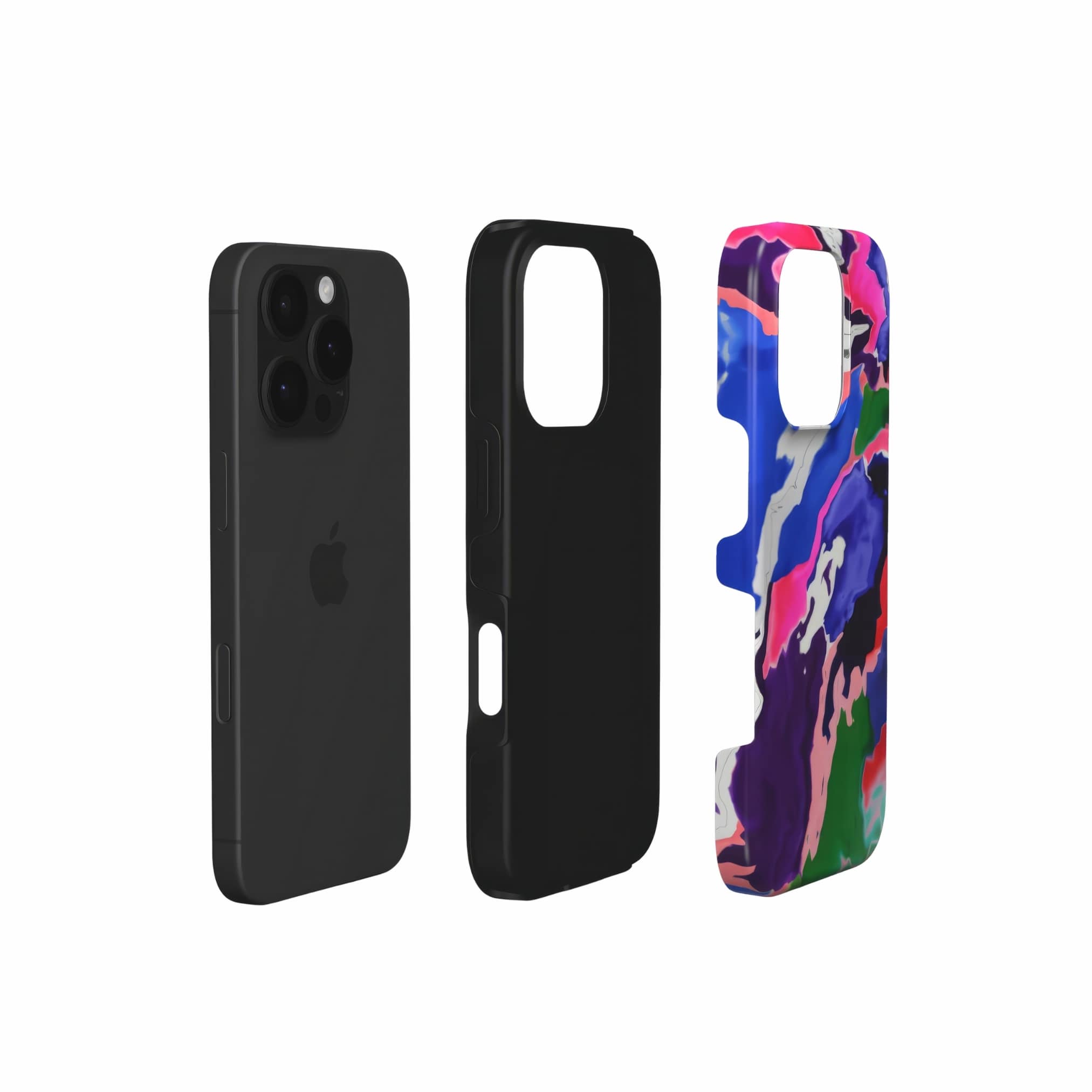 Tough phone case extend view; Nebula Drift pattern, artistic, abstract marble pattern. Blue and purple color combination. Bold expressive aesthetic design. Colorful and interior fit. Elegant.