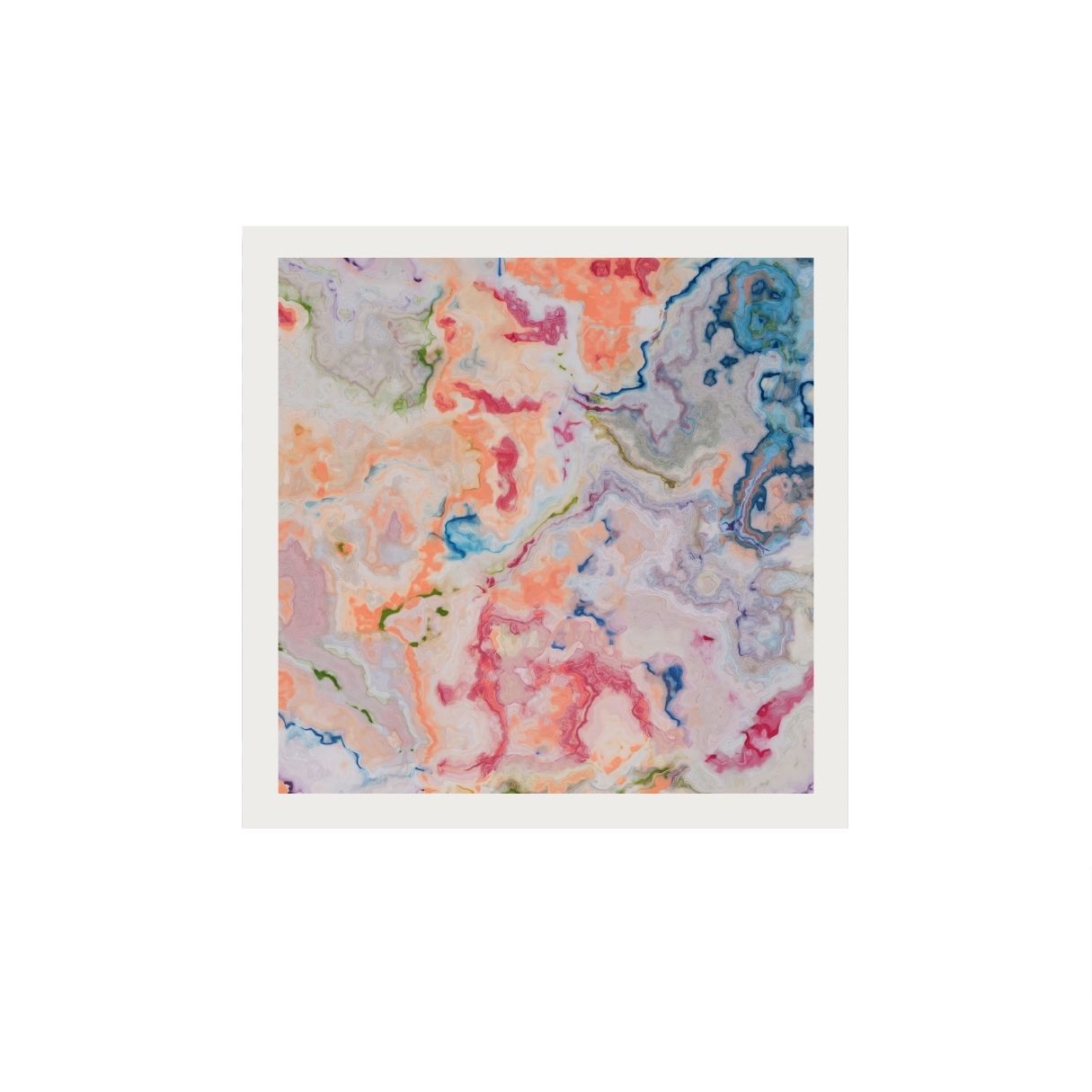 Colorful abstract print on a white background.