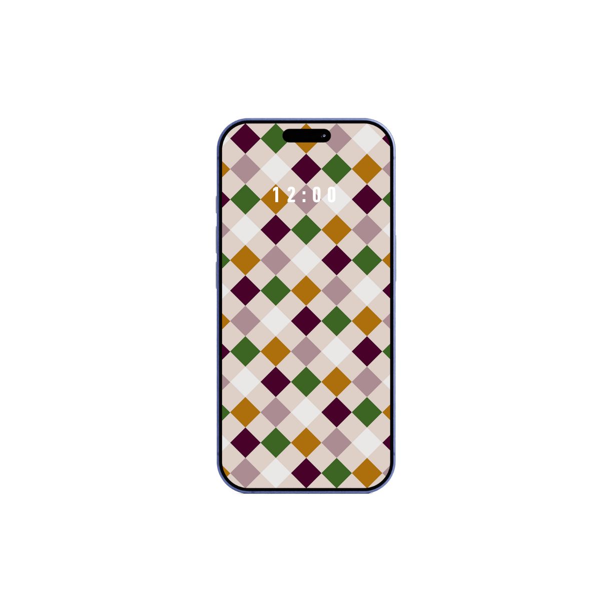 Phone with geometric pattern wallpaper on a white background. Instant download. 